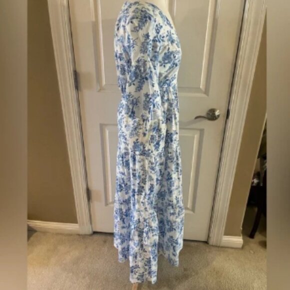 Tuckernuck Ginger Flirty Floral Blue and White Midi Dress-Size XS - Picture 3 of 3
